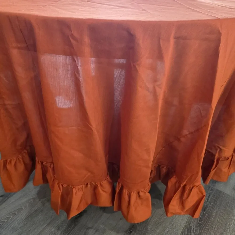 Vtg Round Floral Tablecloth 90